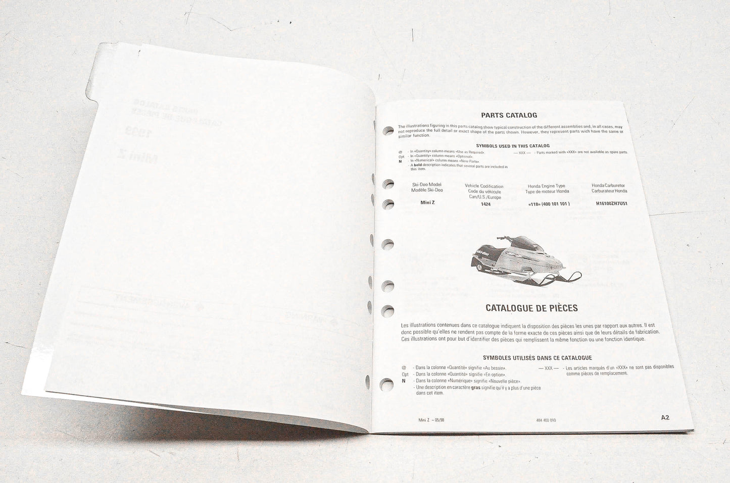 OEM Ski-Doo 484400010, P484400010 1999 Mini Z Parts Catalog