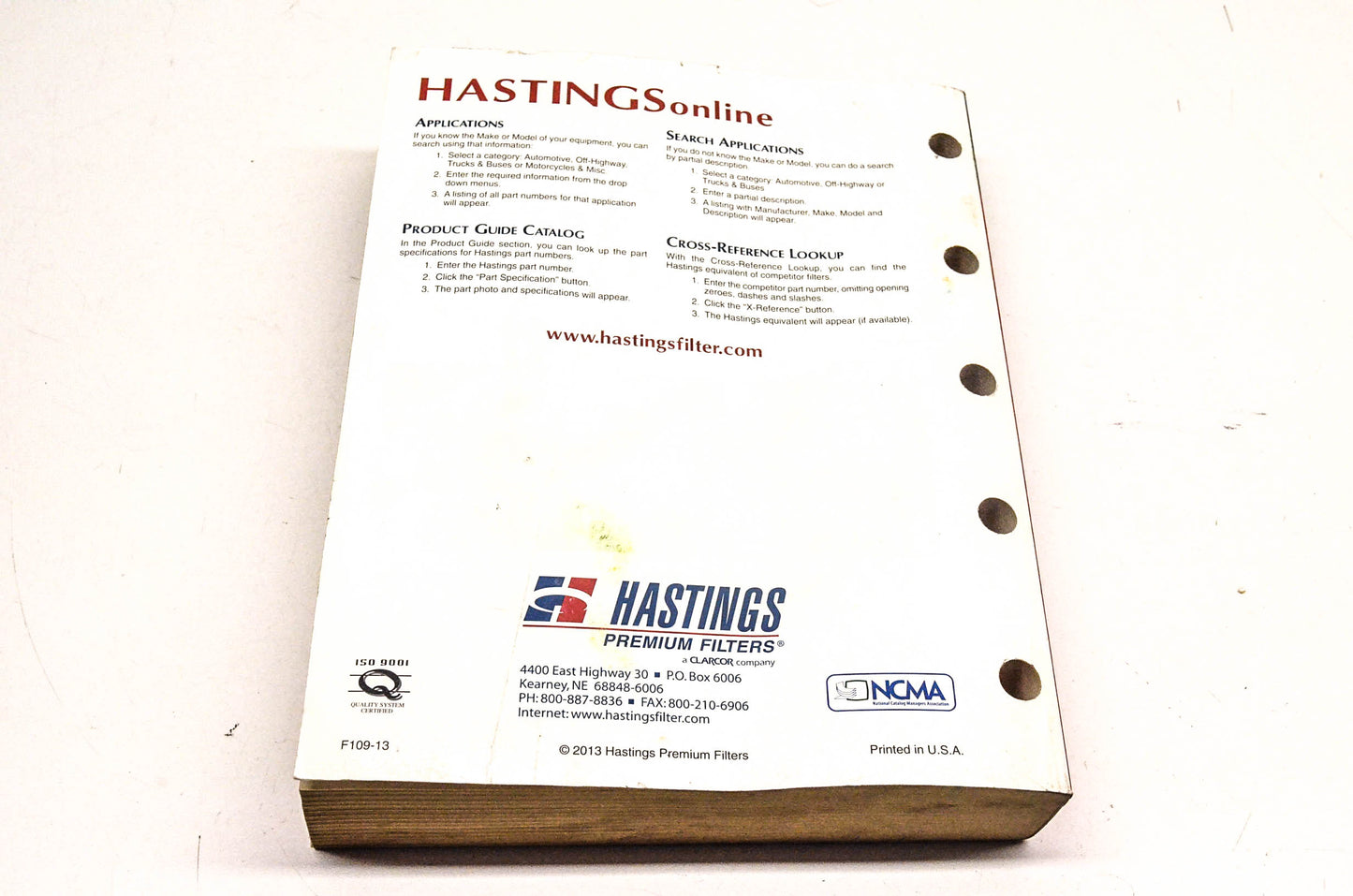 Hastings F109-13 2013 Automotive Filter Application Guide