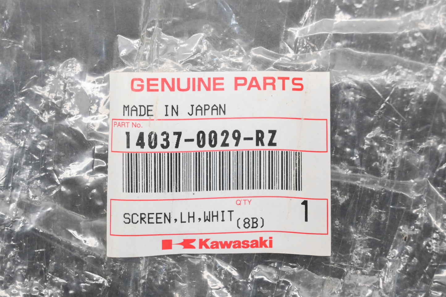 New OEM Kawasaki 14037-0029-RZ White Left Hand Screen Qty 1 NOS