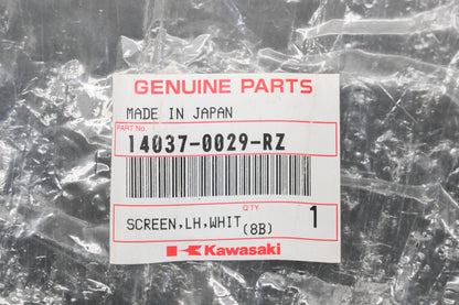 New OEM Kawasaki 14037-0029-RZ White Left Hand Screen Qty 1 NOS
