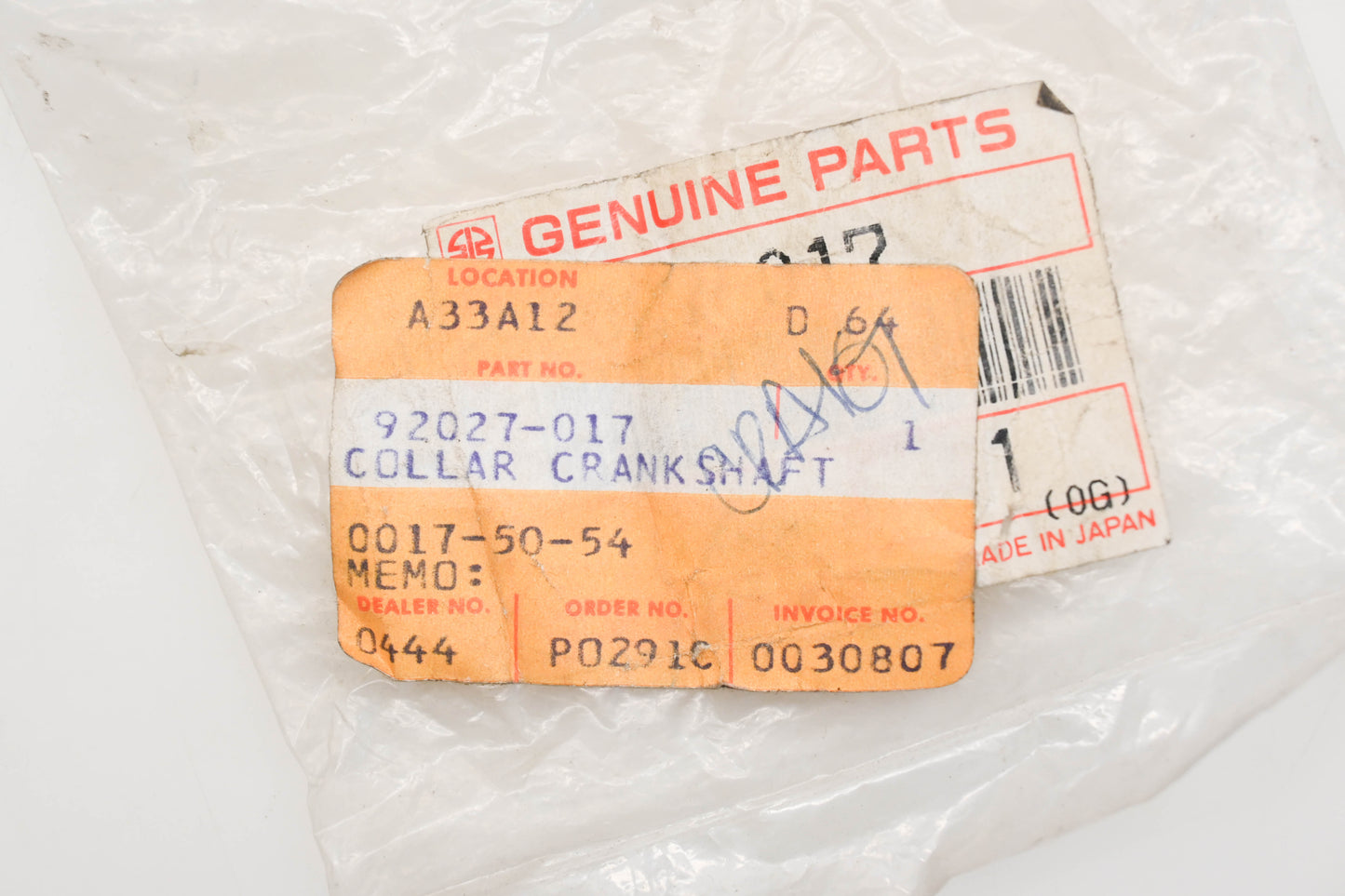 New OEM Kawasaki 92027-017 Crank Shaft Collar Qty 1 NOS