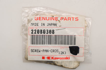 New OEM Kawasaki 220B0308 Pan Head Screws 3X8 Qty 2 NOS