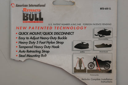 American International MTD-600 CL Retracta-Bull Motorcycle Tie-Down Kit Qty 1 NOS