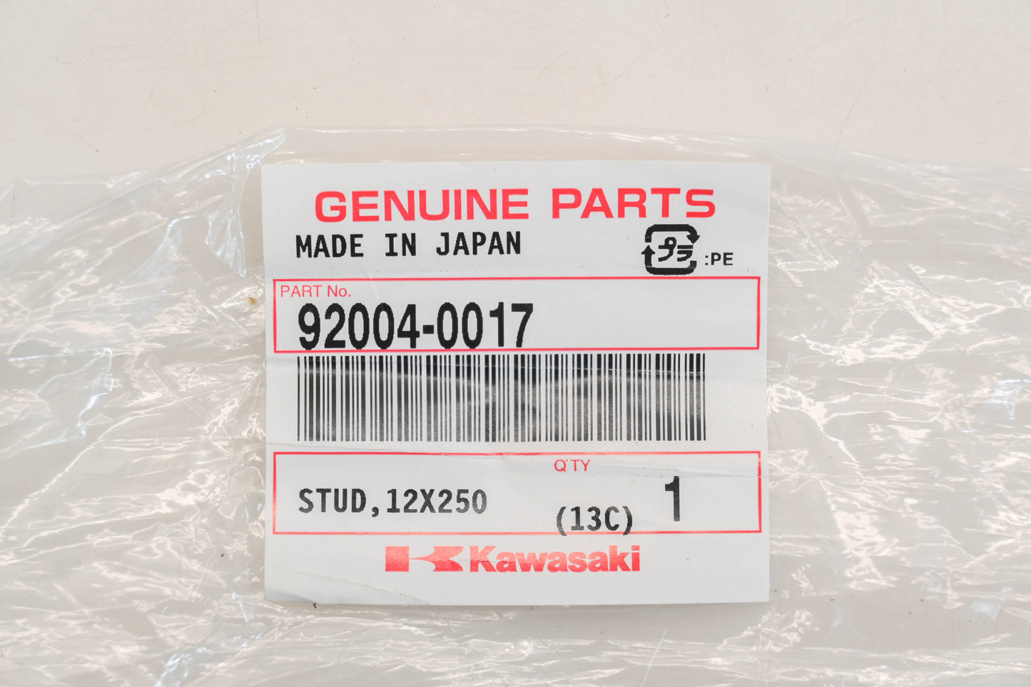 New OEM Kawasaki 92004-0017 Stud 12X250.12X24 Qty 1 NOS