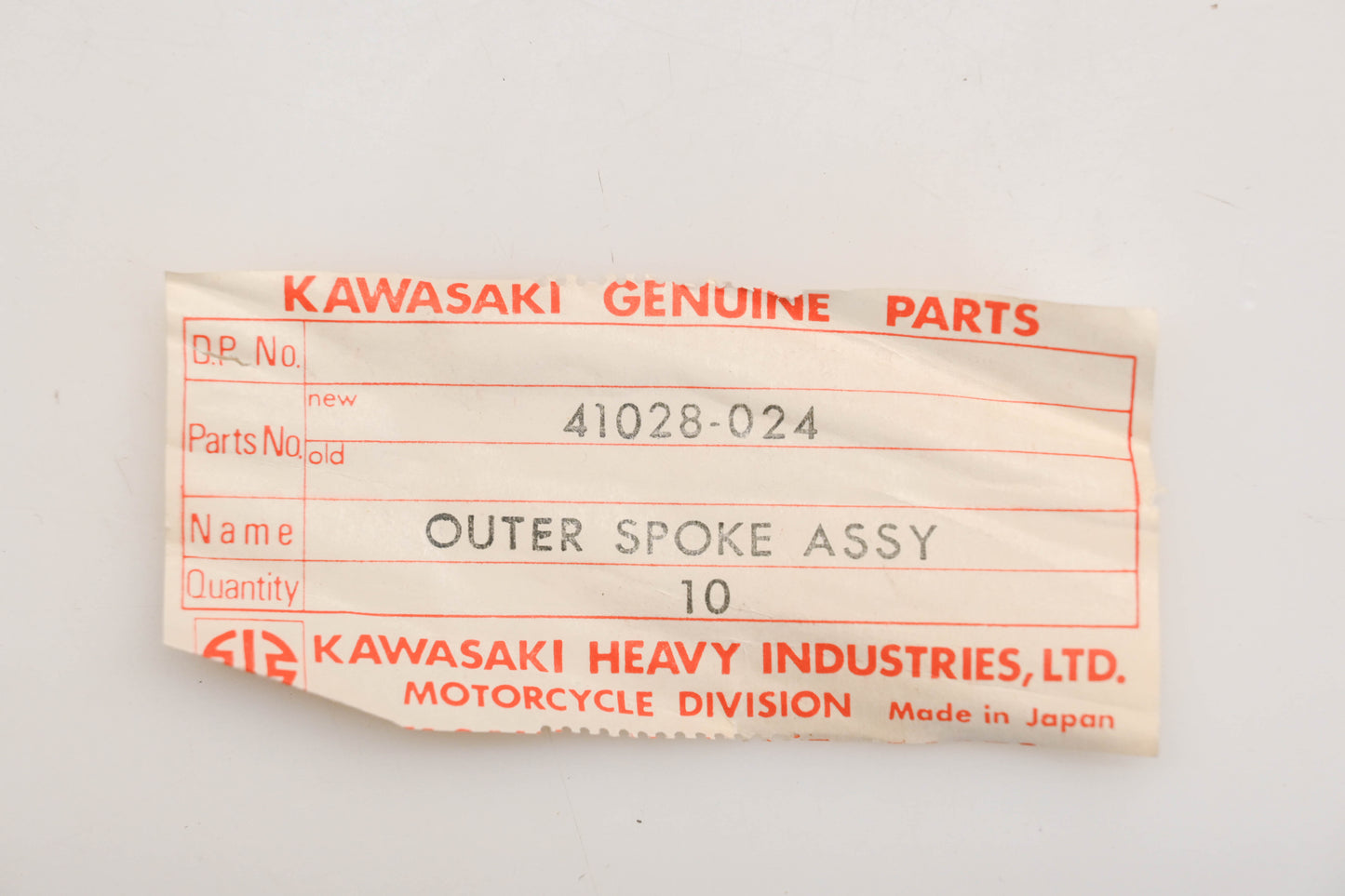 New OEM Kawasaki 41028-024 Outer Spokes Qty 10 NOS