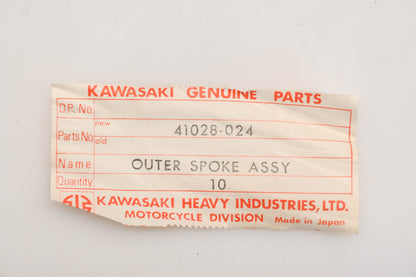 New OEM Kawasaki 41028-024 Outer Spokes Qty 10 NOS