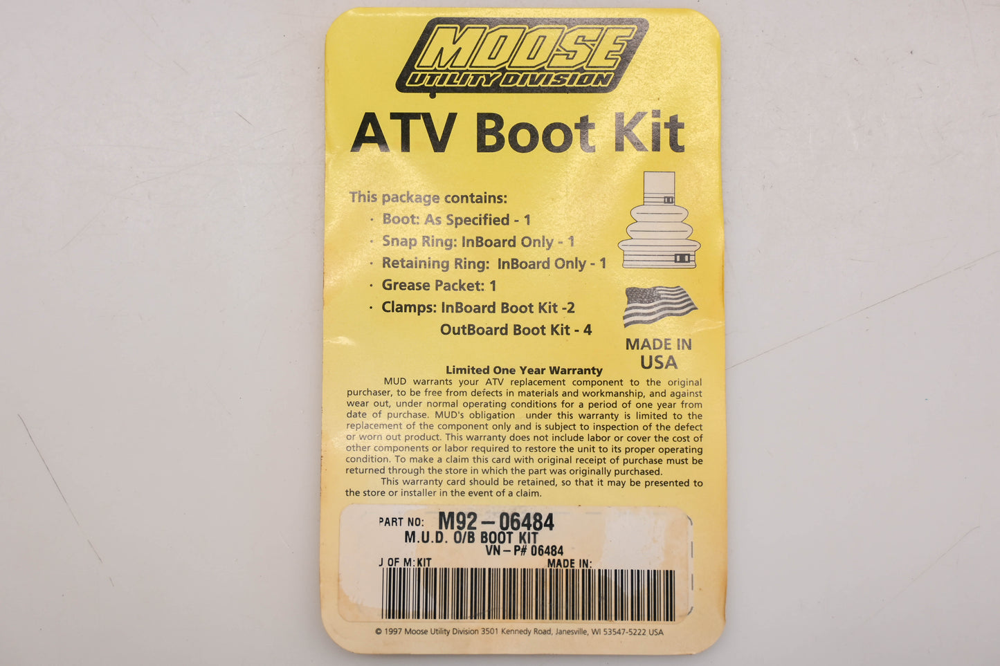Moose Utility M92-06484 ATV Outboard Boot Kit Suzuki LT-4WDH Qty 1 NOS