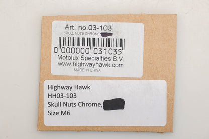 Highway Hawk 03-103 Red M6 Chrome Skull Nut Assembly NOS