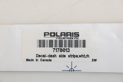 New OEM Polaris 7178013 Right White Dash Side Stripe Decal Qty 1 NOS