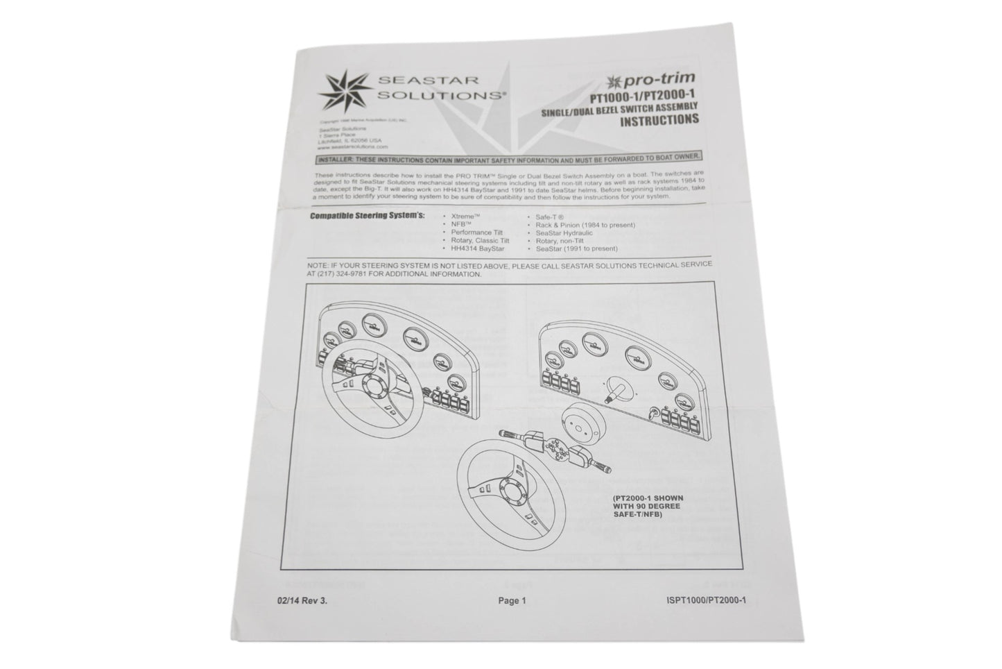 SeaStar Solutions ISPT1000/PT2000-1 Pro-Trim Single/Dual Bezel Switch Assembly I Qty 1