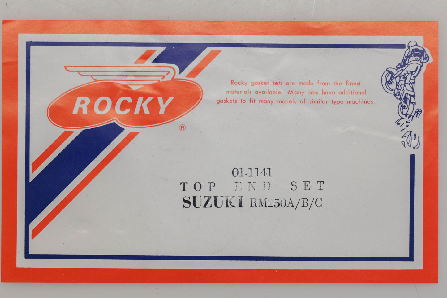 Rocky 01-1141 Top End Gasket Kit Suzuki RM250A/B/C Qty 1 NOS