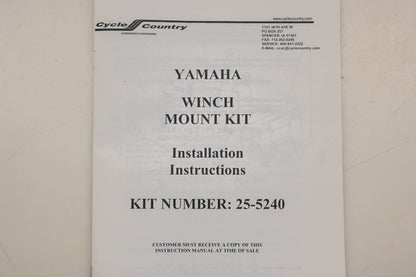 Cycle Country 25-5240, 8600-670 Winch Mount Kit Yamaha Qty 1 NOS
