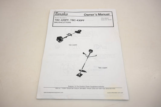 Tanaka 28642 Owner's Manual TBC-420PF TBC-430PF Qty 1