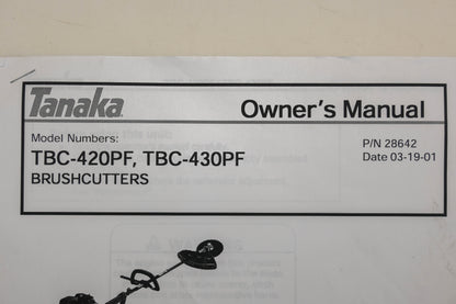 Tanaka 28642 Owner's Manual TBC-420PF TBC-430PF Qty 1