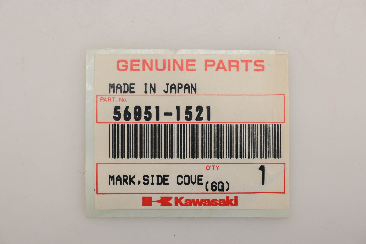 New OEM Kawasaki 56051-1521 Right Hand Side ZX-6 Decal Qty 1 NOS