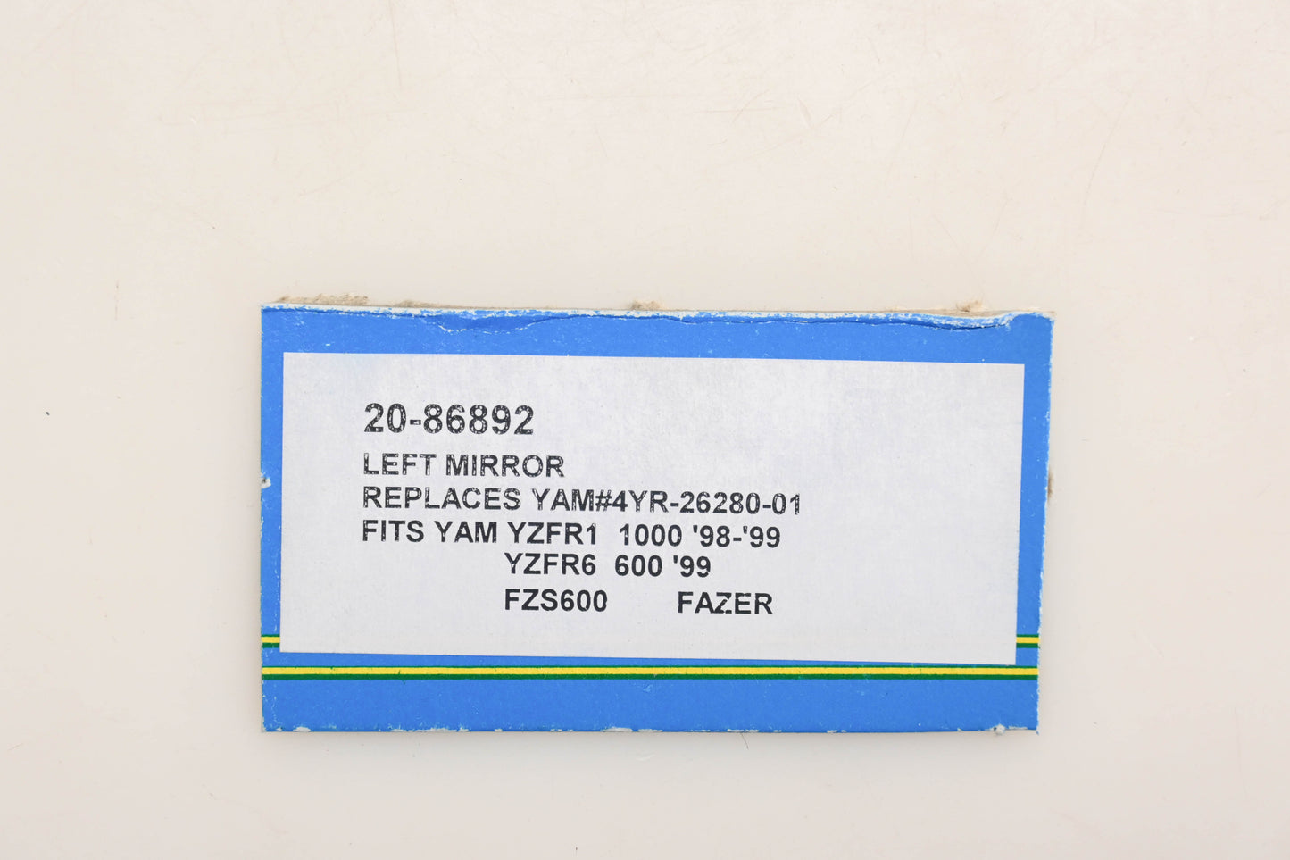 Emgo 20-86892, 4YR-26280-01 Matte Black Left Hand Replacement Mirror Qty 1 NOS