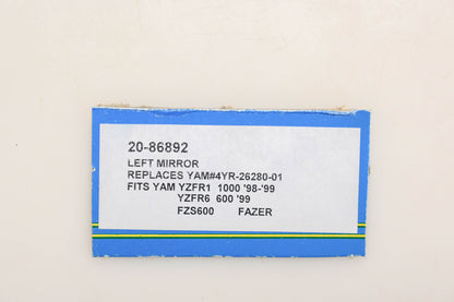 Emgo 20-86892, 4YR-26280-01 Matte Black Left Hand Replacement Mirror Qty 1 NOS