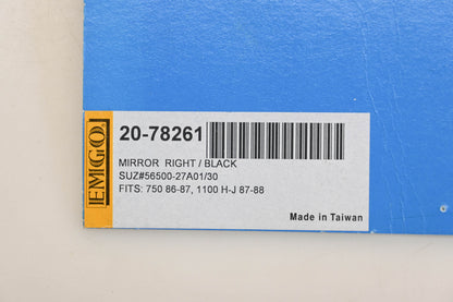 Emgo 20-78261, 2300-022, 56500-27A01-30 Right Mirror Black Fits Suzuki 750 '86-' Qty 1 NOS