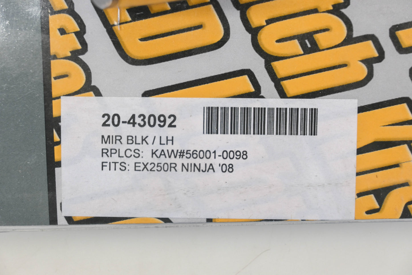 Emgo 20-43092, 2300-173, 56001-0098 Left Mirror Black Fits Kawasaki EX250R Ninja Qty 1 NOS