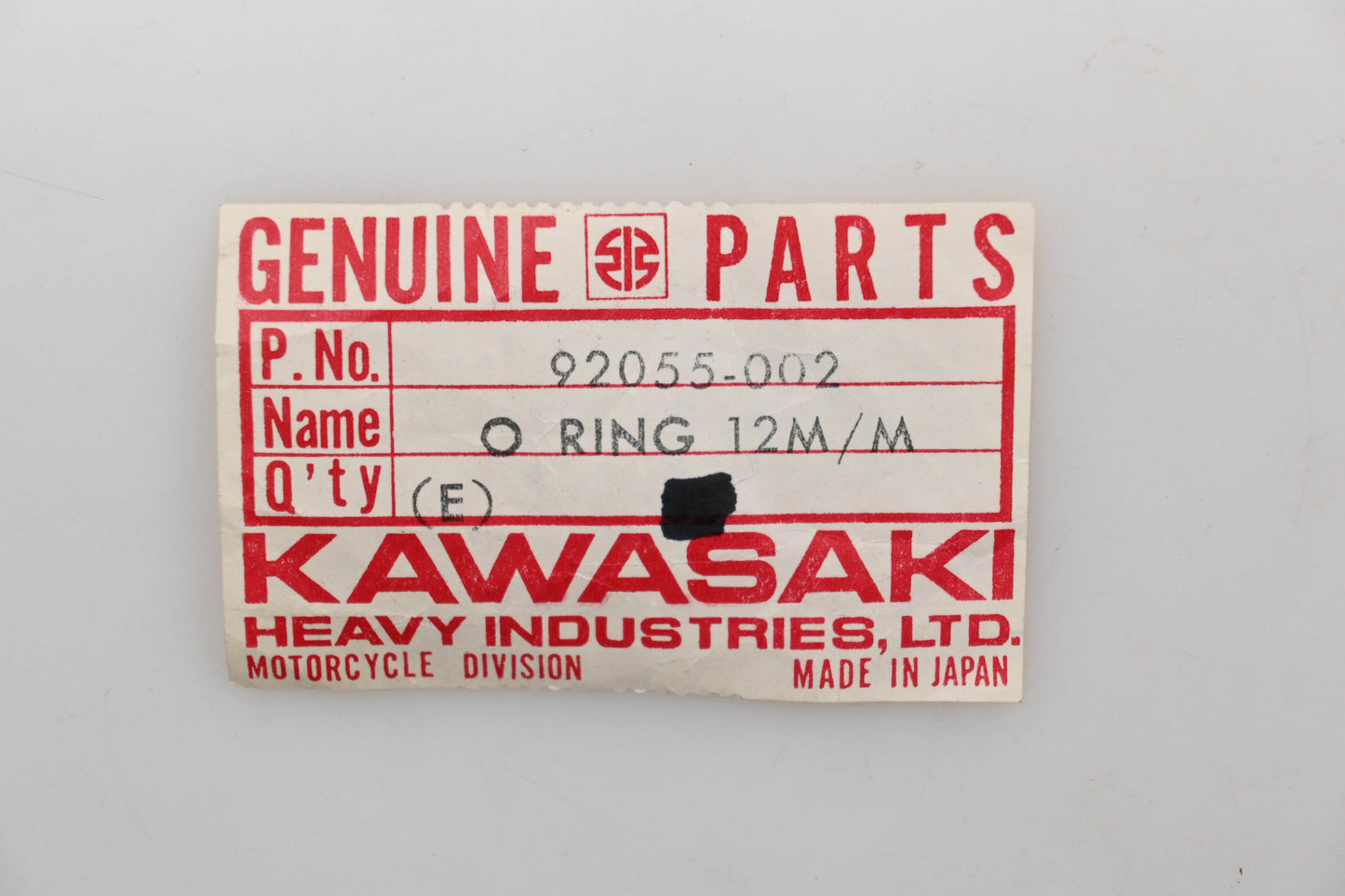 New OEM Kawasaki 92055-002 O-Ring 12mm Qty 1 NOS