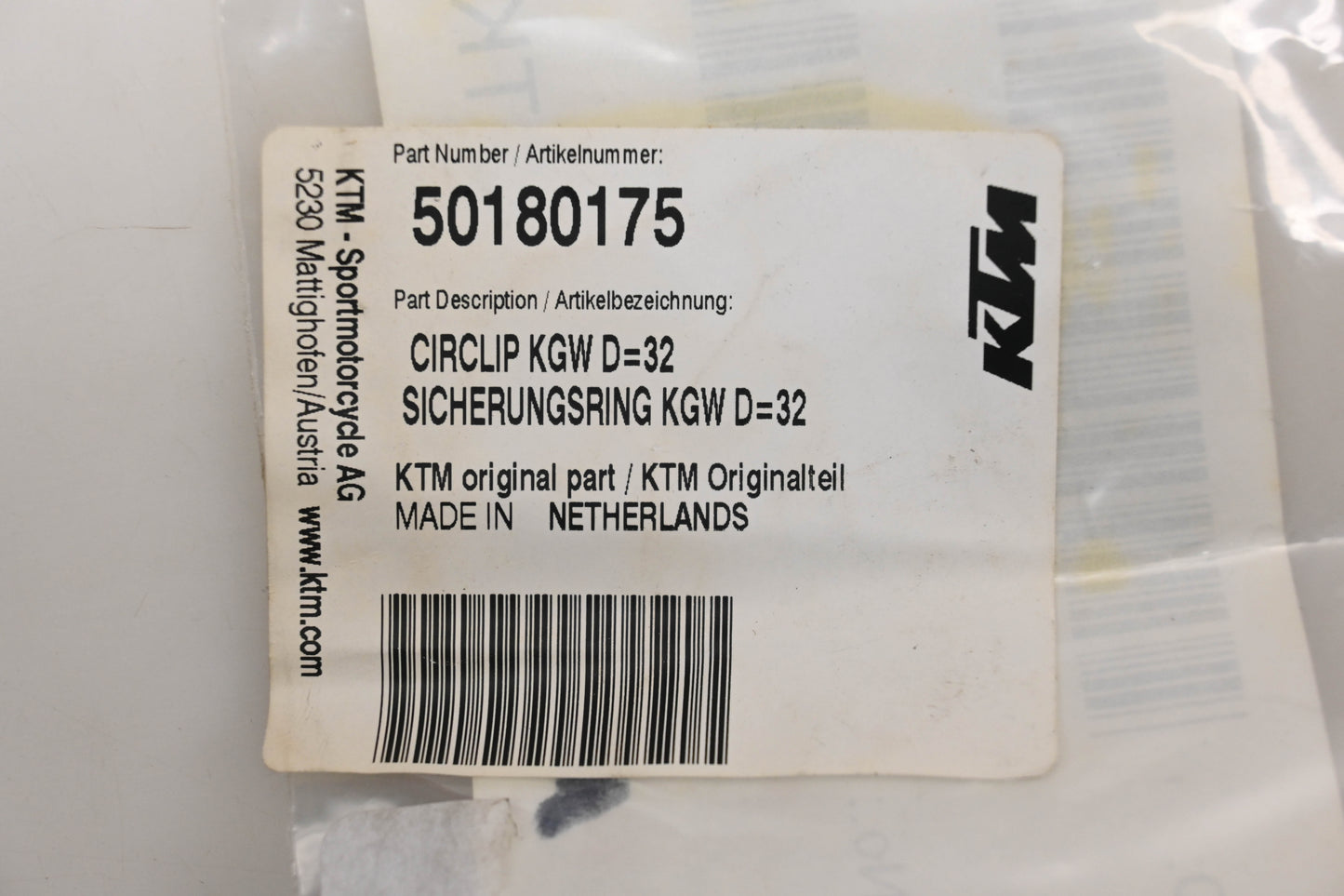 New OEM KTM 50180175 Circlip D32 Qty 1 NOS