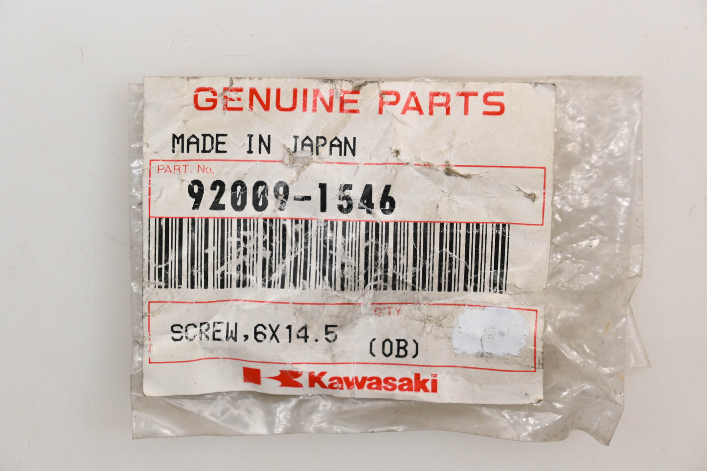 New OEM Kawasaki 92009-1546 Screw 6x14.5 Qty 1 NOS