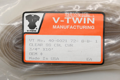 V-Twin 40-0021 3/4" x 10' Braided Cable Heat Shrink Qty 1 NOS