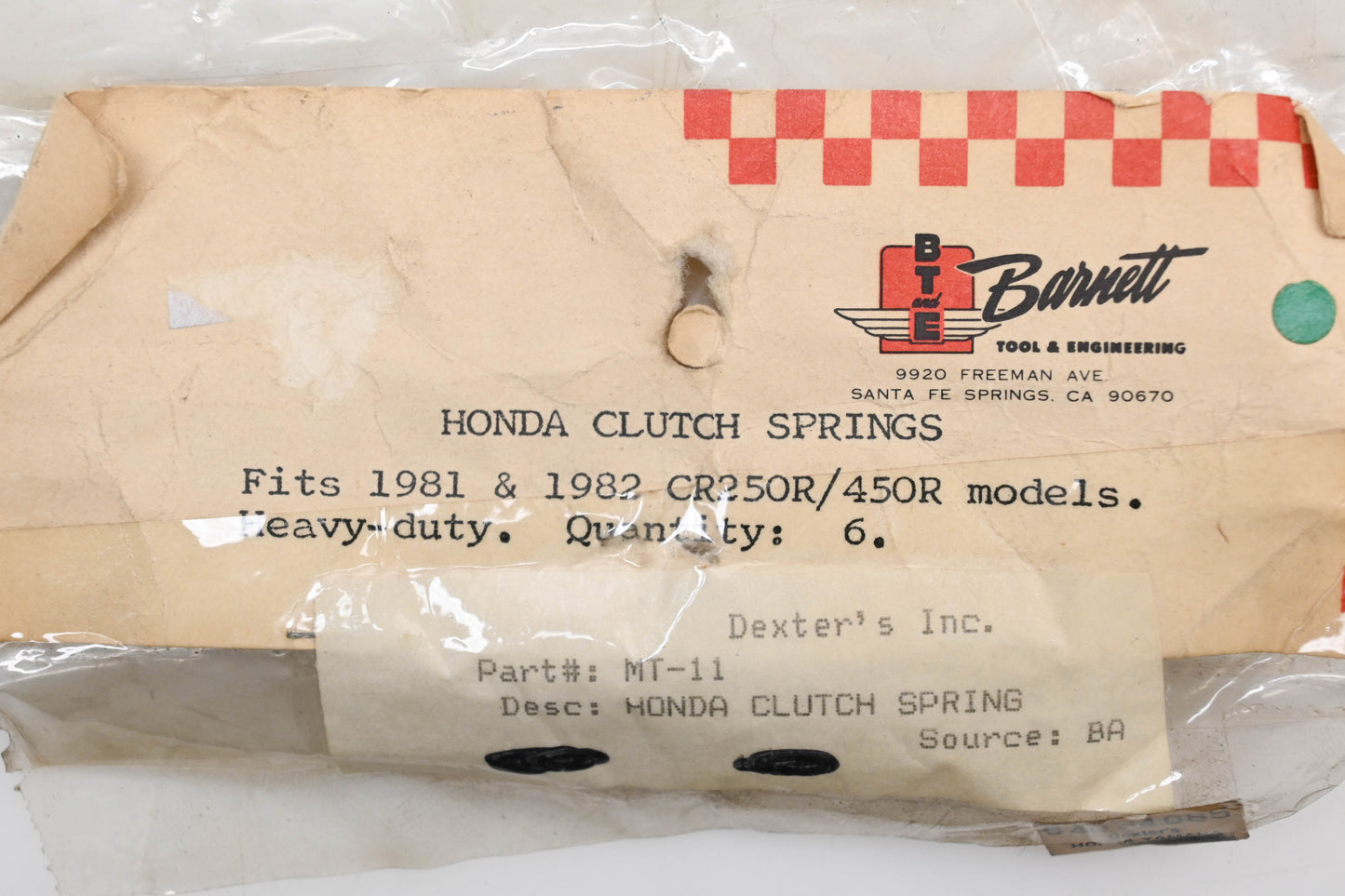 Barnett MT-11, MT-11-6 Honda Clutch Spring Qty 6 NOS