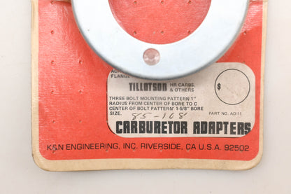 K&N 85-1080 Adaptor Flange 1-5/8' 3-Bolt Mounting Pattern Qty 1 NOS