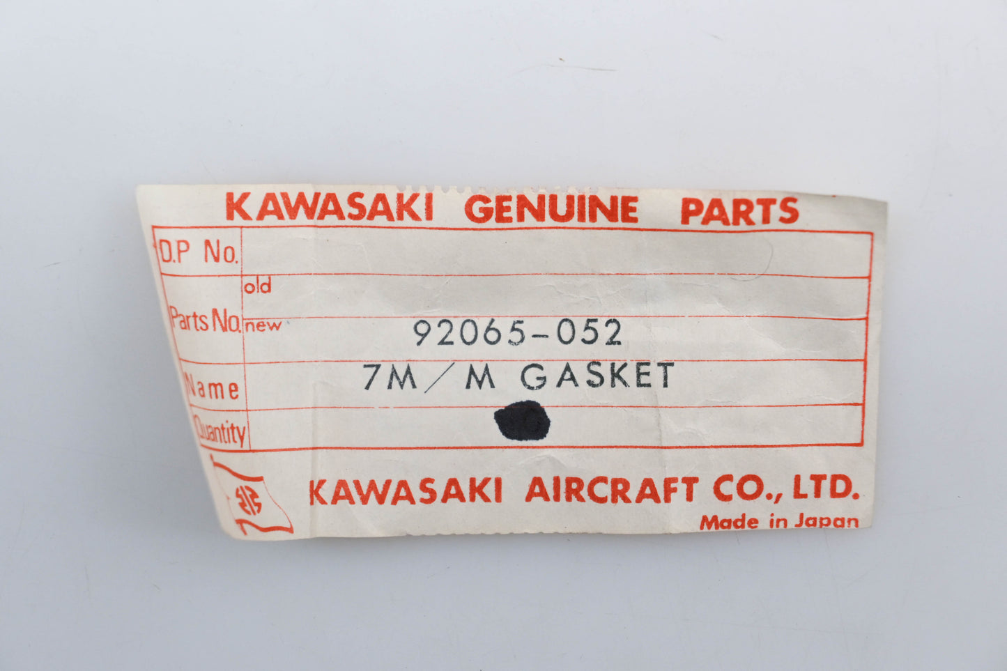 New OEM Kawasaki 92065-052 Gasket Qty 1 NOS