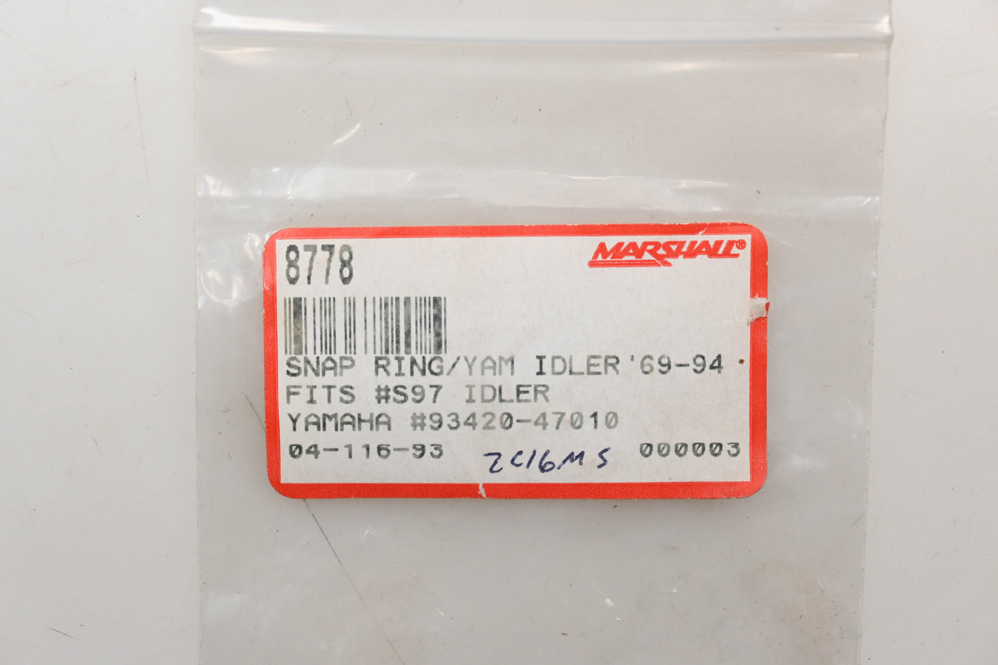 Marshall 8778, 93420-47010, 04-116-93 Circlip Yamaha NOS