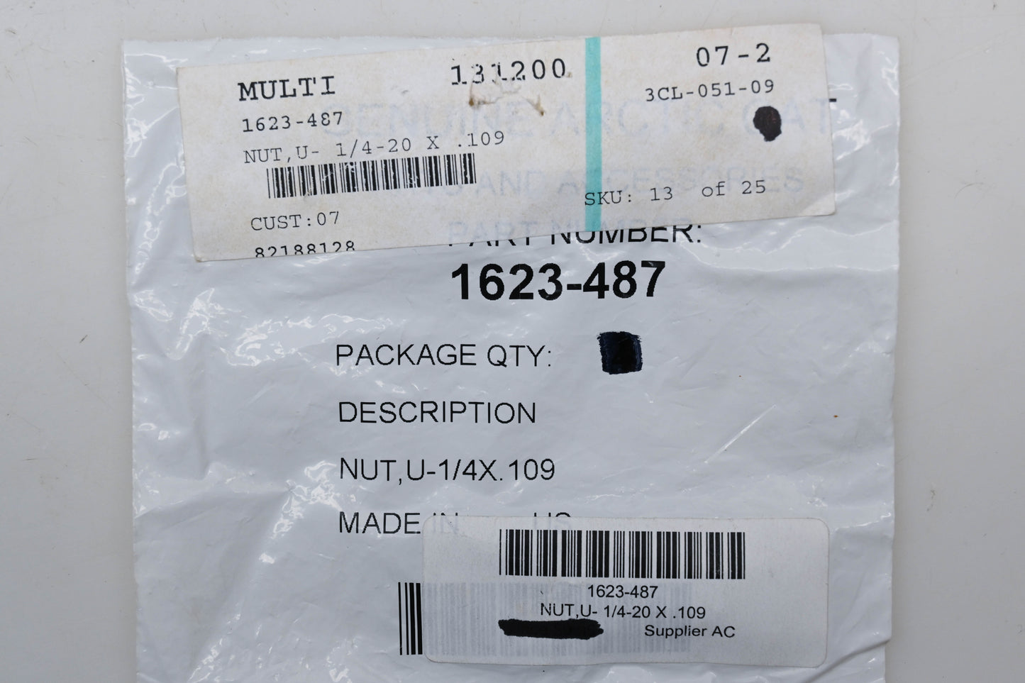 New OEM Arctic Cat 1623-487 1/4-20x.109 Nuts Qty 10 NOS