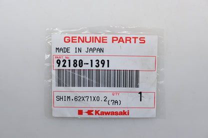New OEM Kawasaki 92180-1391 Shim 62X71X0.20 Qty 1 NOS