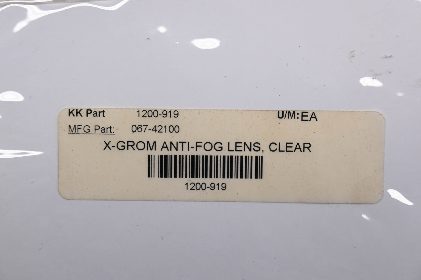 EKS Brand 1200-919, 067-42100 X-Grom Anti-Fog Lens Clear Qty 1 NOS