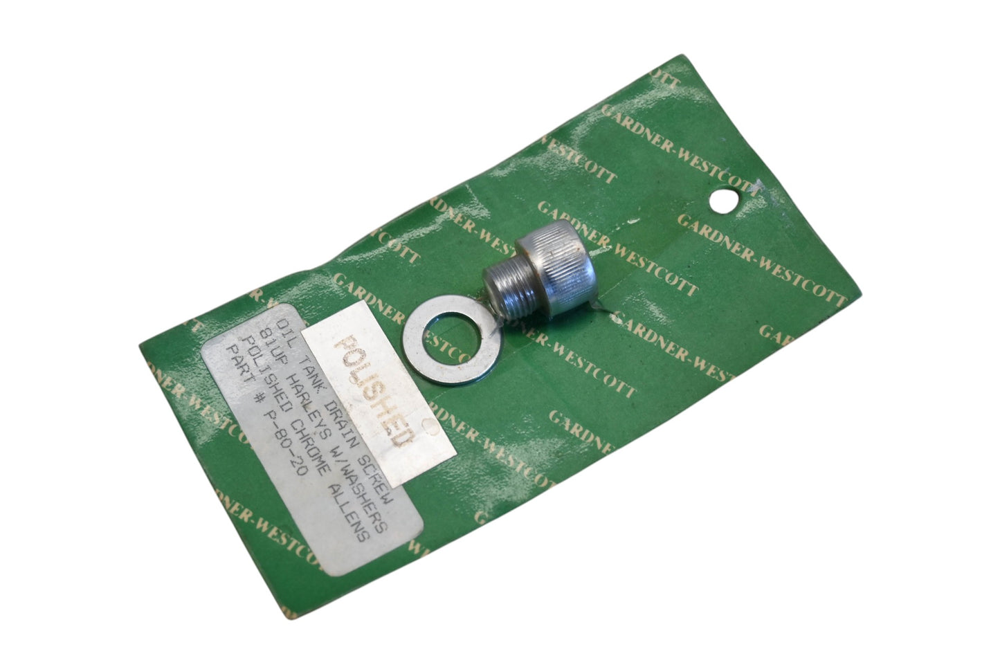 Gardner-Westcott P-80-20 Polished Chrome Oil Tank Drain Screw & Washer Qty 1 NOS