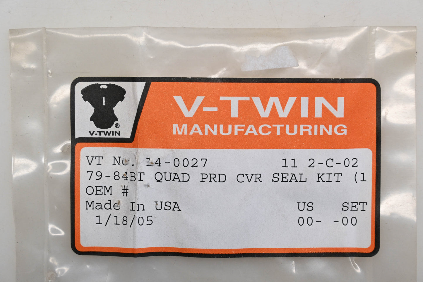 V-Twin 14-0027 Pushrod Cover Seal Kit 79-84 Big Twin Quad Qty 1 NOS
