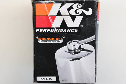 K&N KN-171C, 40-1732 Spin On Wrench Off Hex Oil Filter Chrome Qty 1 NOS