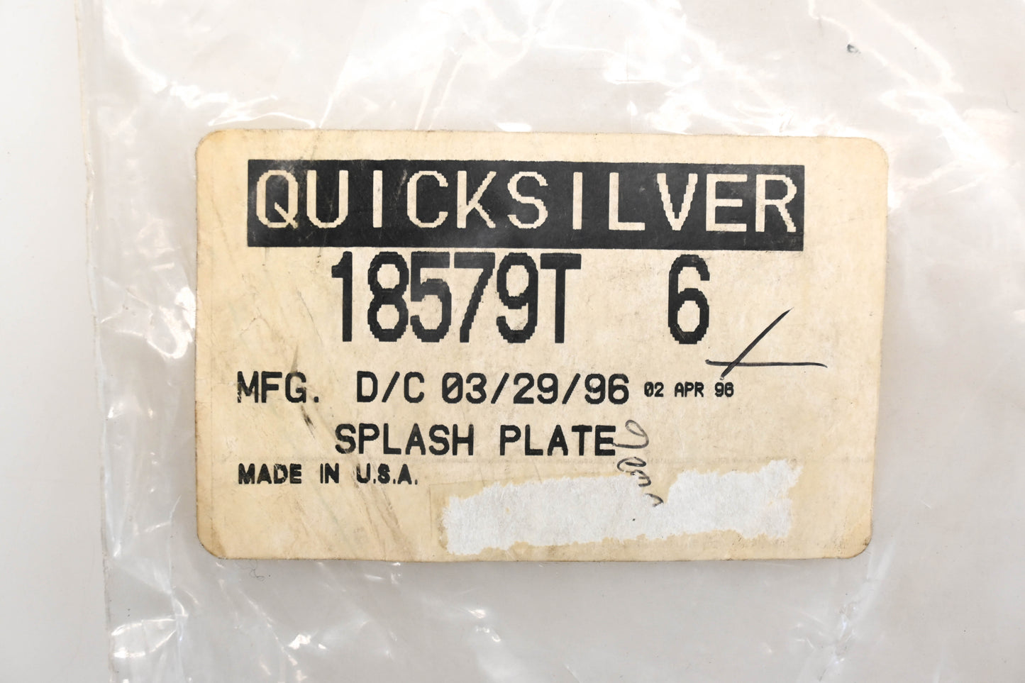 Aftermarket 18579T 6 Splash Plate Qty 1 NOS