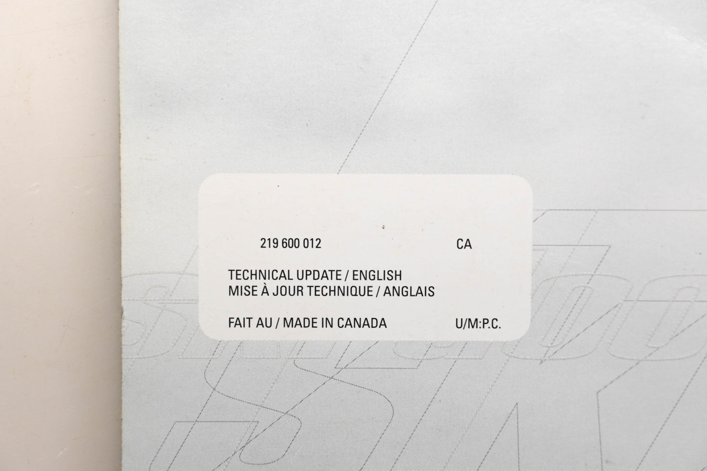 OEM Ski-Doo 219600012 2005 Technical Update Manual