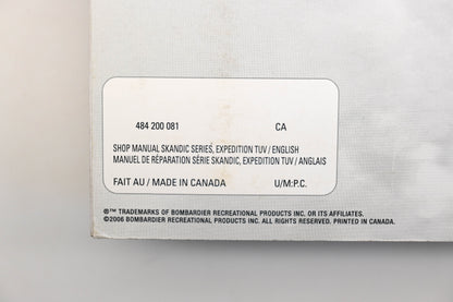 OEM Ski-Doo 484200081 2007 Skandic Expedition TUV Shop Manual