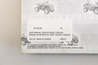Bombardier 219100205 2005 ATV Traxter Series Shop Manual