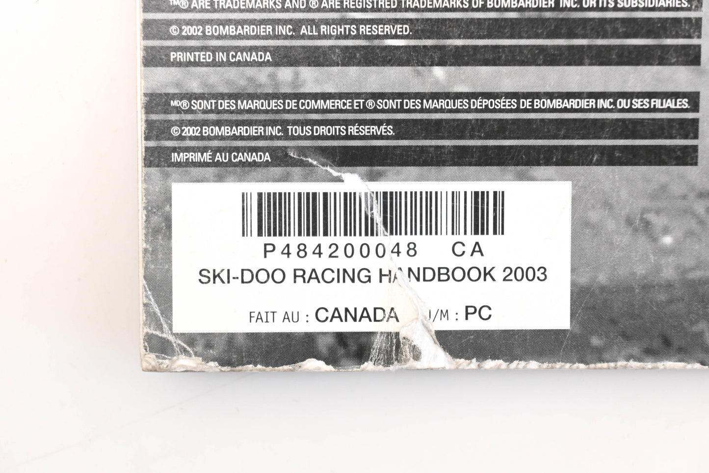 OEM Ski-Doo 484200048 2003 Racing Handbook
