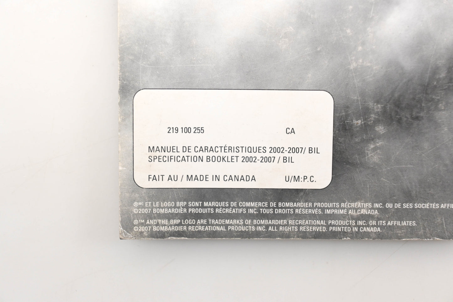 OEM Can-Am 219100255 2002 - 2007 Specification Booklet