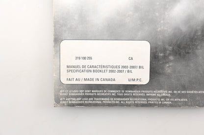 OEM Can-Am 219100255 2002 - 2007 Specification Booklet