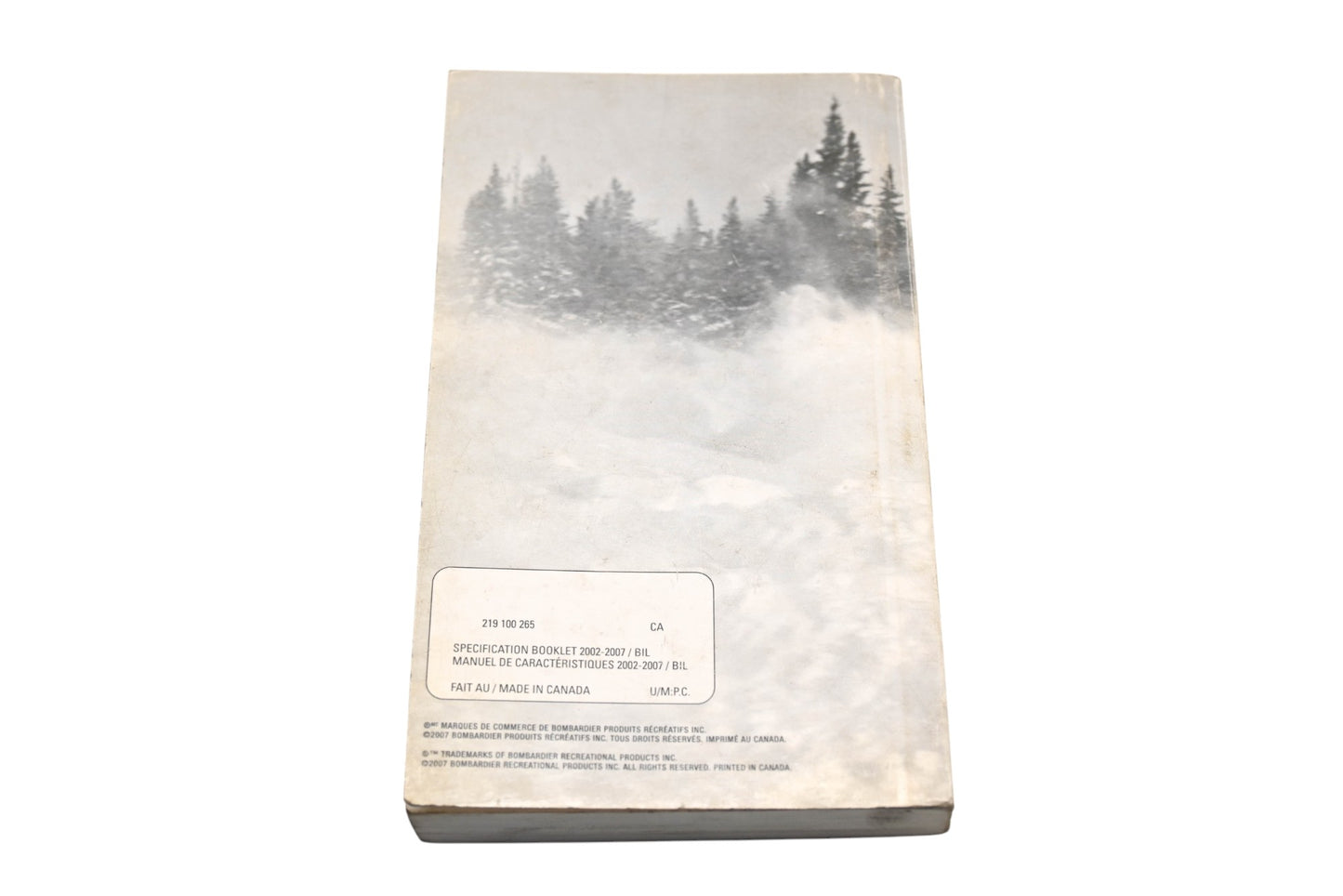OEM Ski-Doo 219100265 2002 - 2007 Specification Booklet