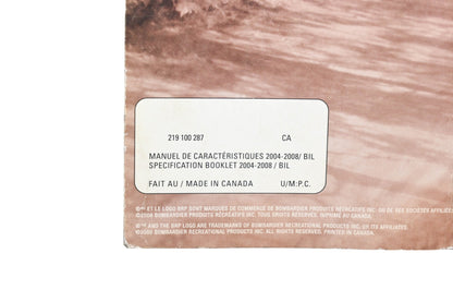 OEM Can-Am 219100287 2004 - 2008 Specification Booklet