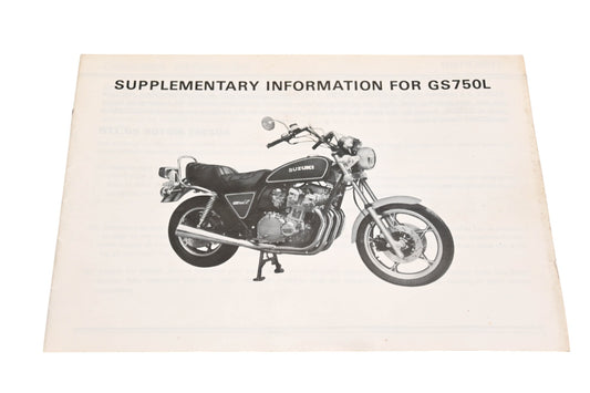 OEM Suzuki 99016-45220-03A GS750L Supplementary Manual Qty 1