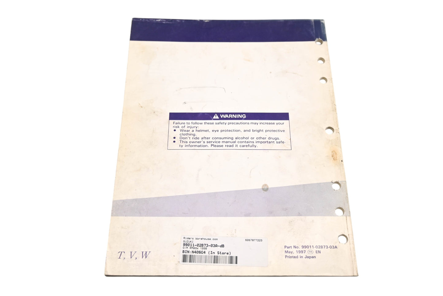 OEM Suzuki 99011-02B73-03A Owner's Manual RM80W 1998 Qty 1