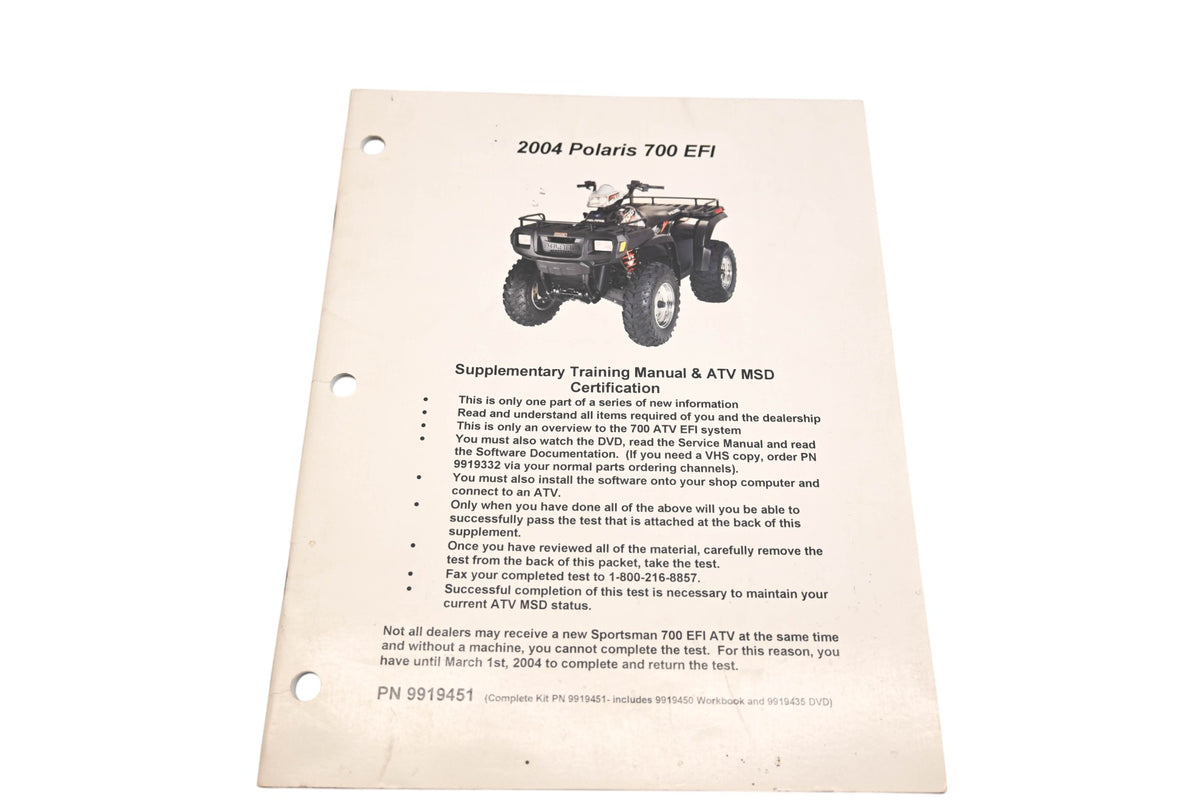 OEM Polaris 9919451 Supplementary Training Manual 2004 700 EFI Qty 1