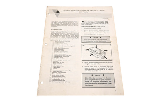OEM Arctic Cat 2254-583 Prowler Setup & Predelivery Instruction Manual Qty 1
